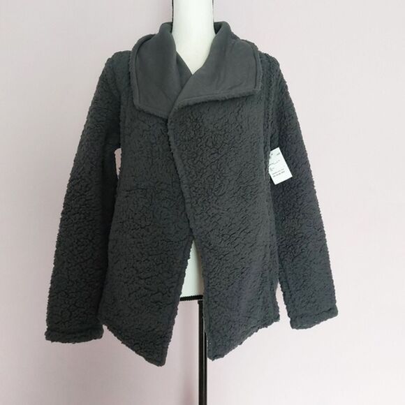 MNY Marc New York Jacket Open Front Faux Coat Shearling Cardigan Gray S NEW NWT - Picture 1 of 10